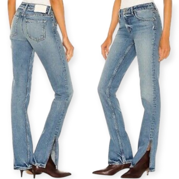 REVOLVE GrlFrend Hailey Low Rise Slim Boot Designer Blue Jeans Sz 28 - Picture 1 of 15